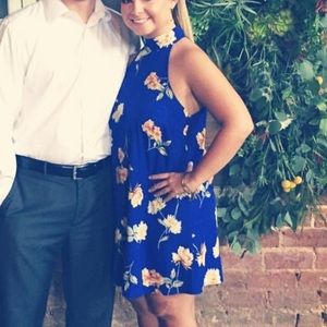 lulu’s | floral tie neck dress